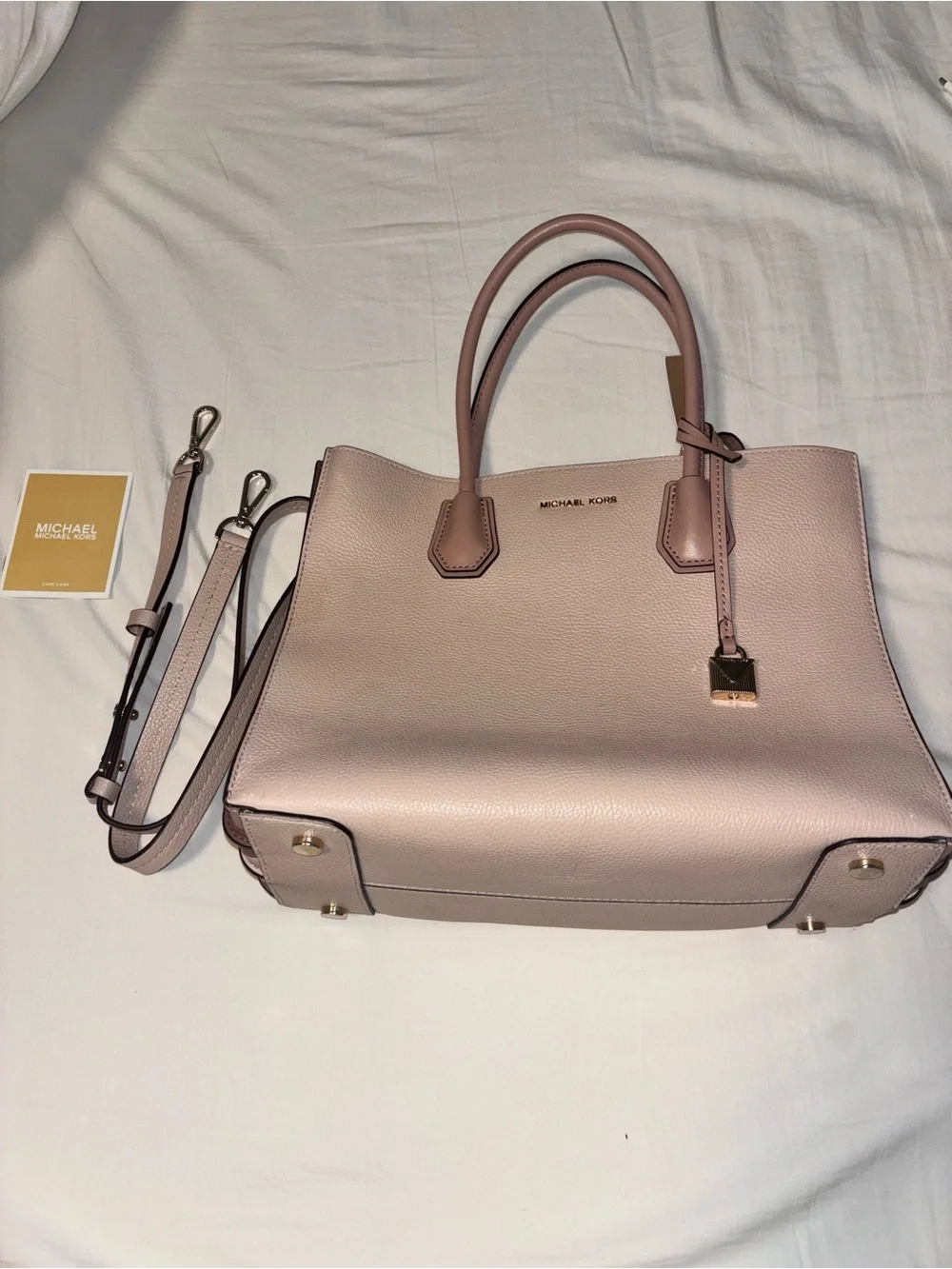 Michael Kors Blush Pebbled Leather Satchel with Detachable Strap